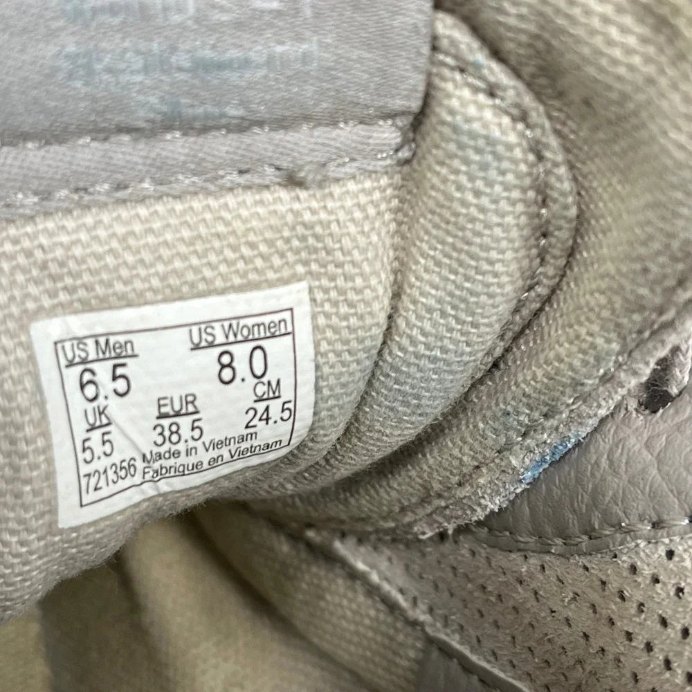 Vans Sk8-Hi Slim Beige Tan Suede Metallic Silver Stripe High Top Sneakers 8.0